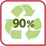 Изготовлено на 90% из переработанного пластика
