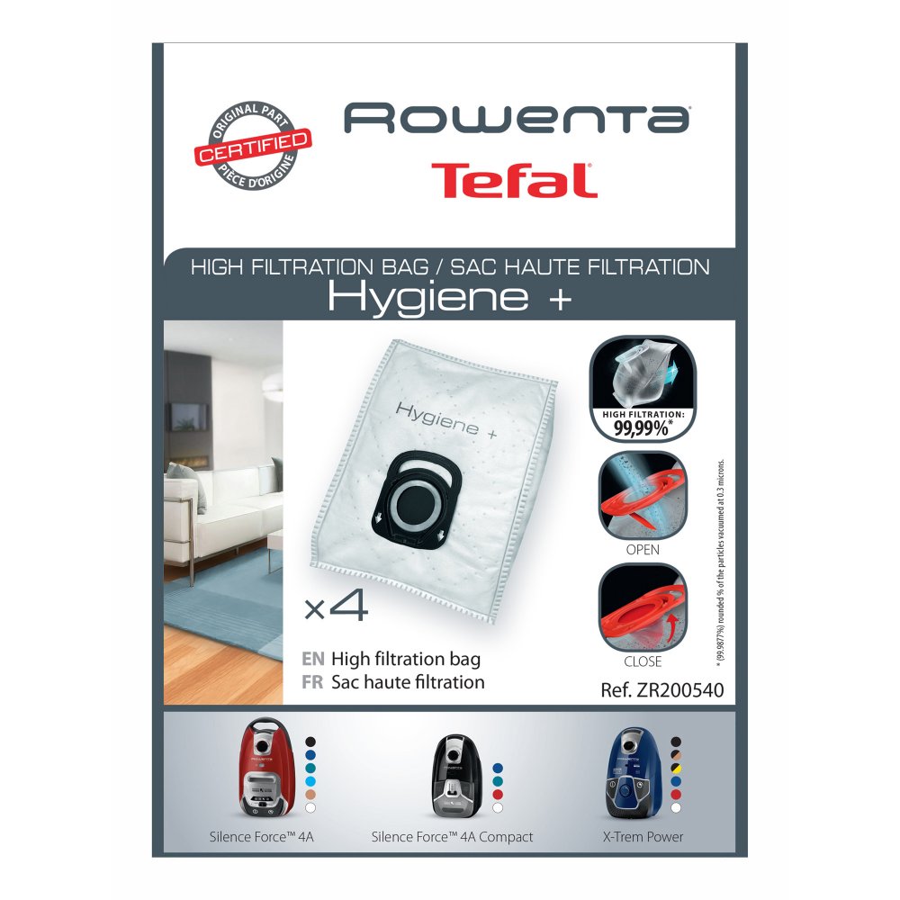 Пылесборники HYGIENE+  для пылесосов TW64 Tefal ZR200540