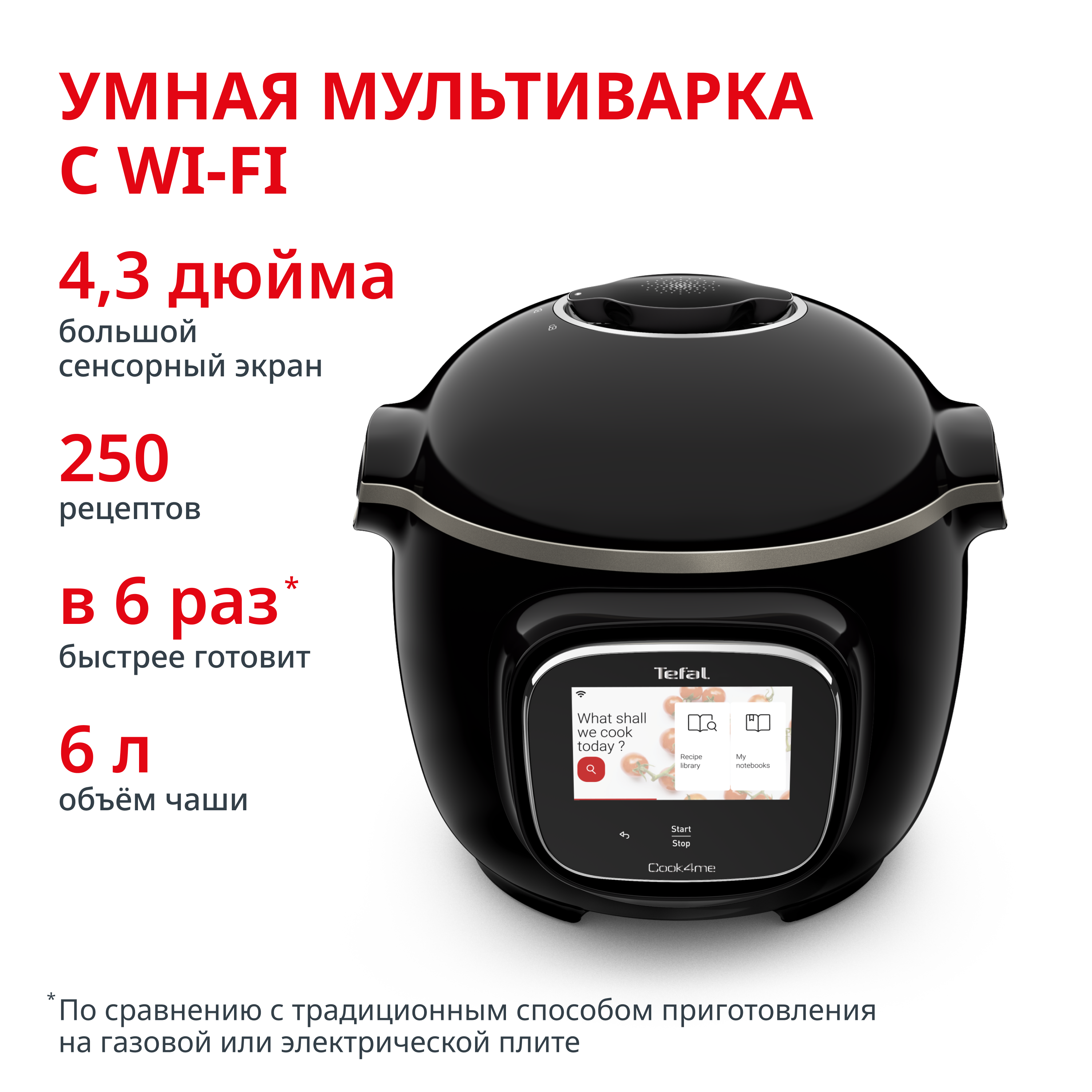 

Мультиварка-скороварка Cook4me Touch CY912832, Черный, Cook4me Touch CY912832