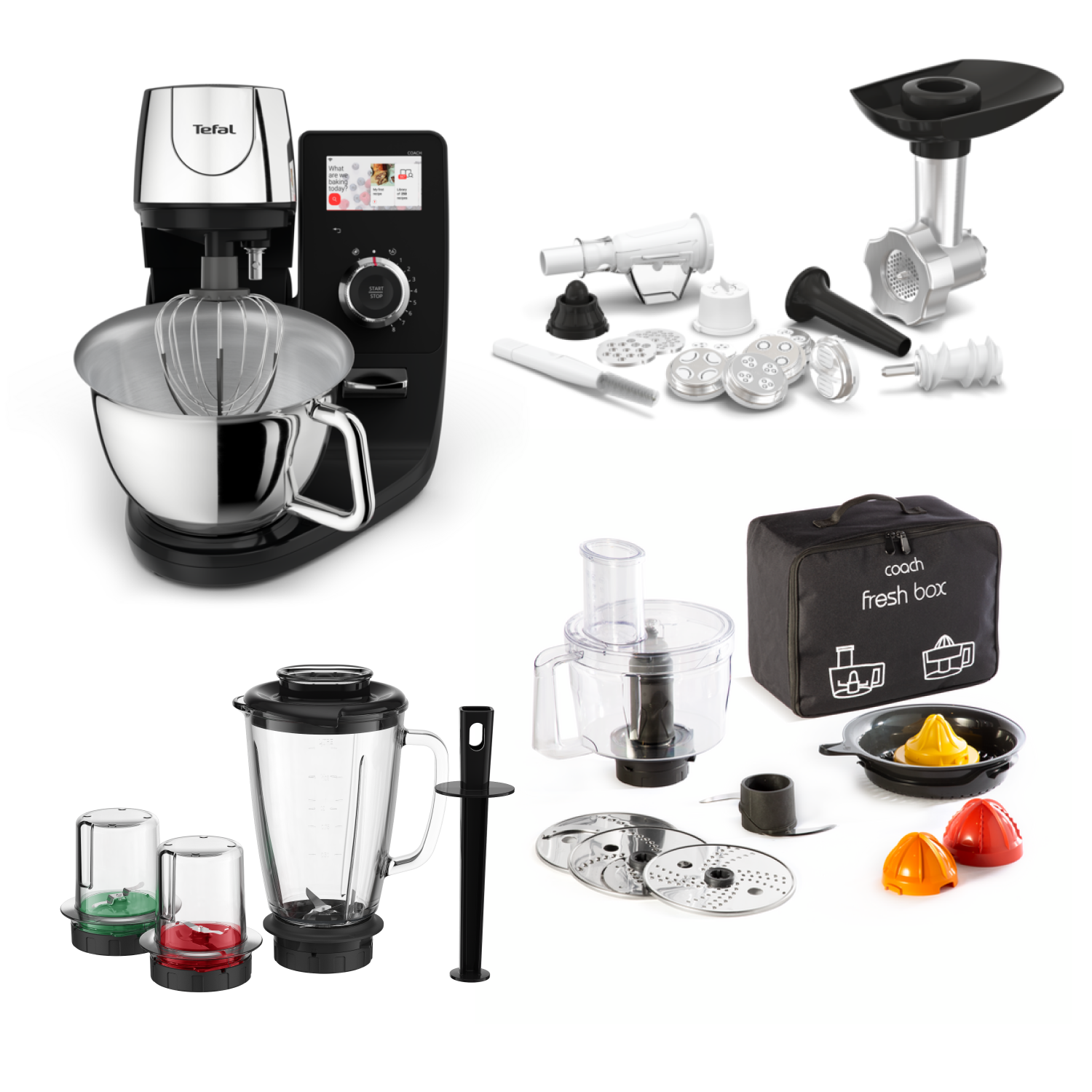 Кухонная машина  Tefal  I-Coach Touch QB951DF0 с набором аксессуаров Mix & Drink, Meat &