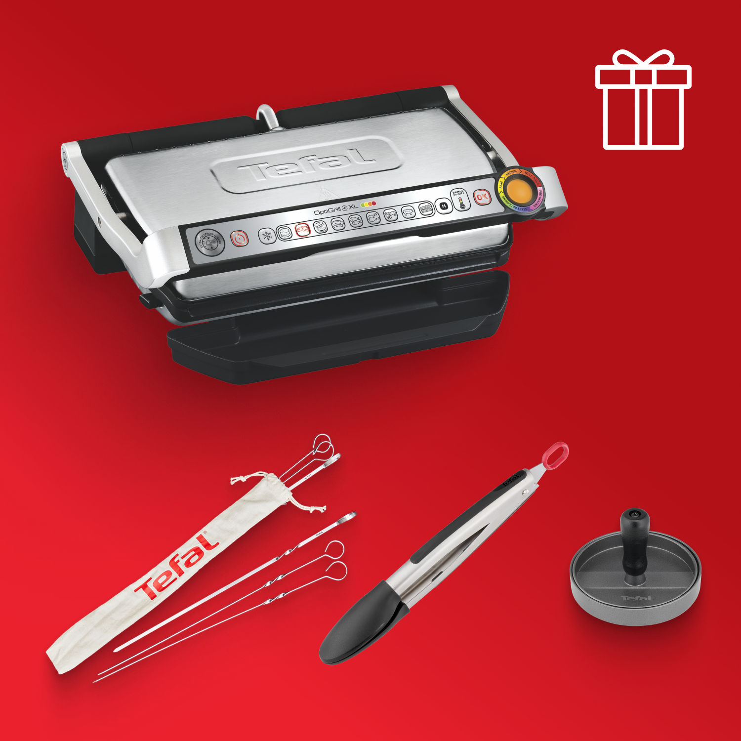 Умный электрогриль  Tefal Optigrill+ XL GC722D34 + аксессуары в подарок