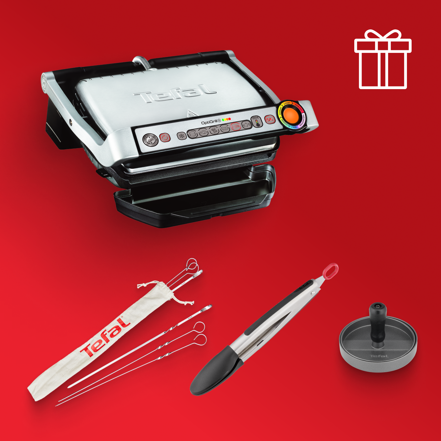 Умный электрогриль Tefal   Optigrill+ GC712D34 + аксессуары в подарок