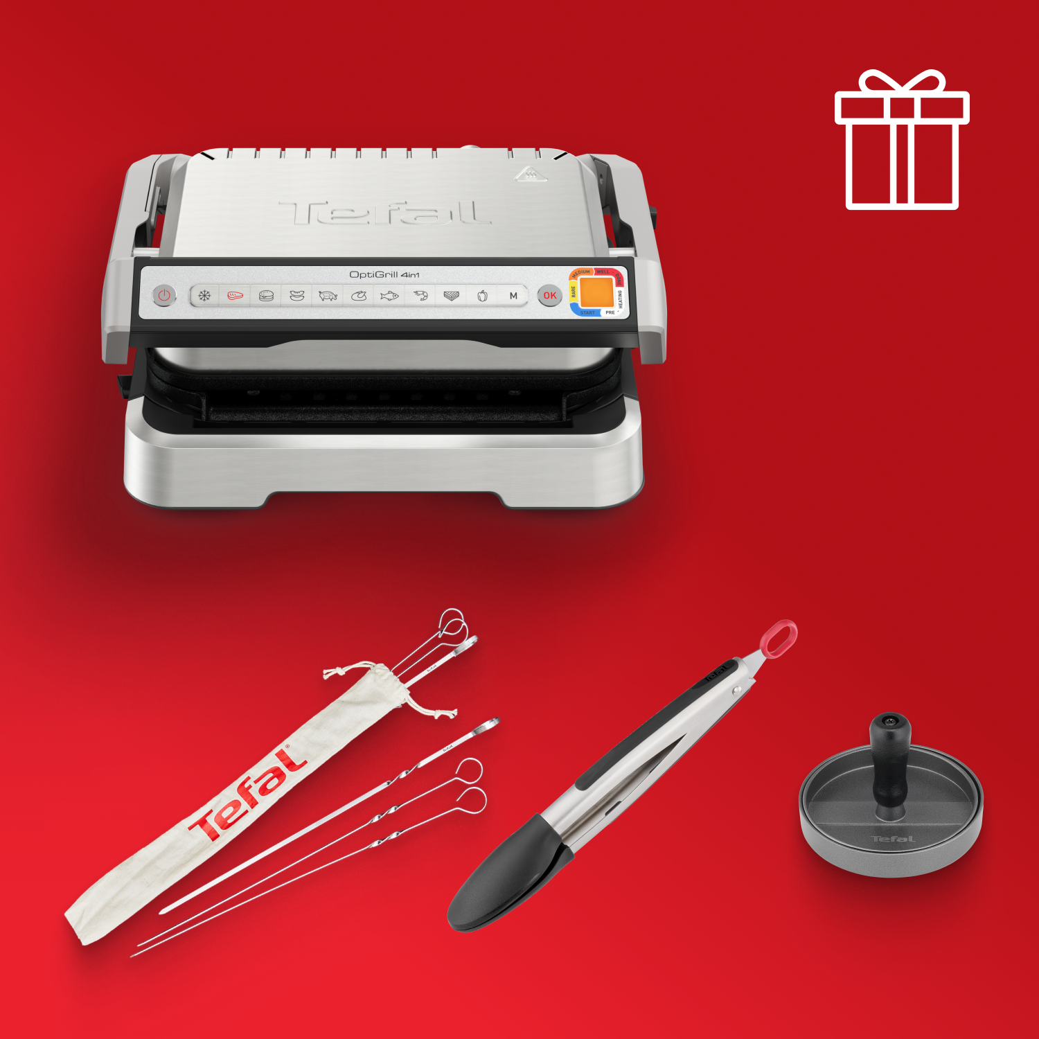 Умный электрогриль  Tefal Optigrill 4 in 1 GC774D30 + аксессуары в подарок