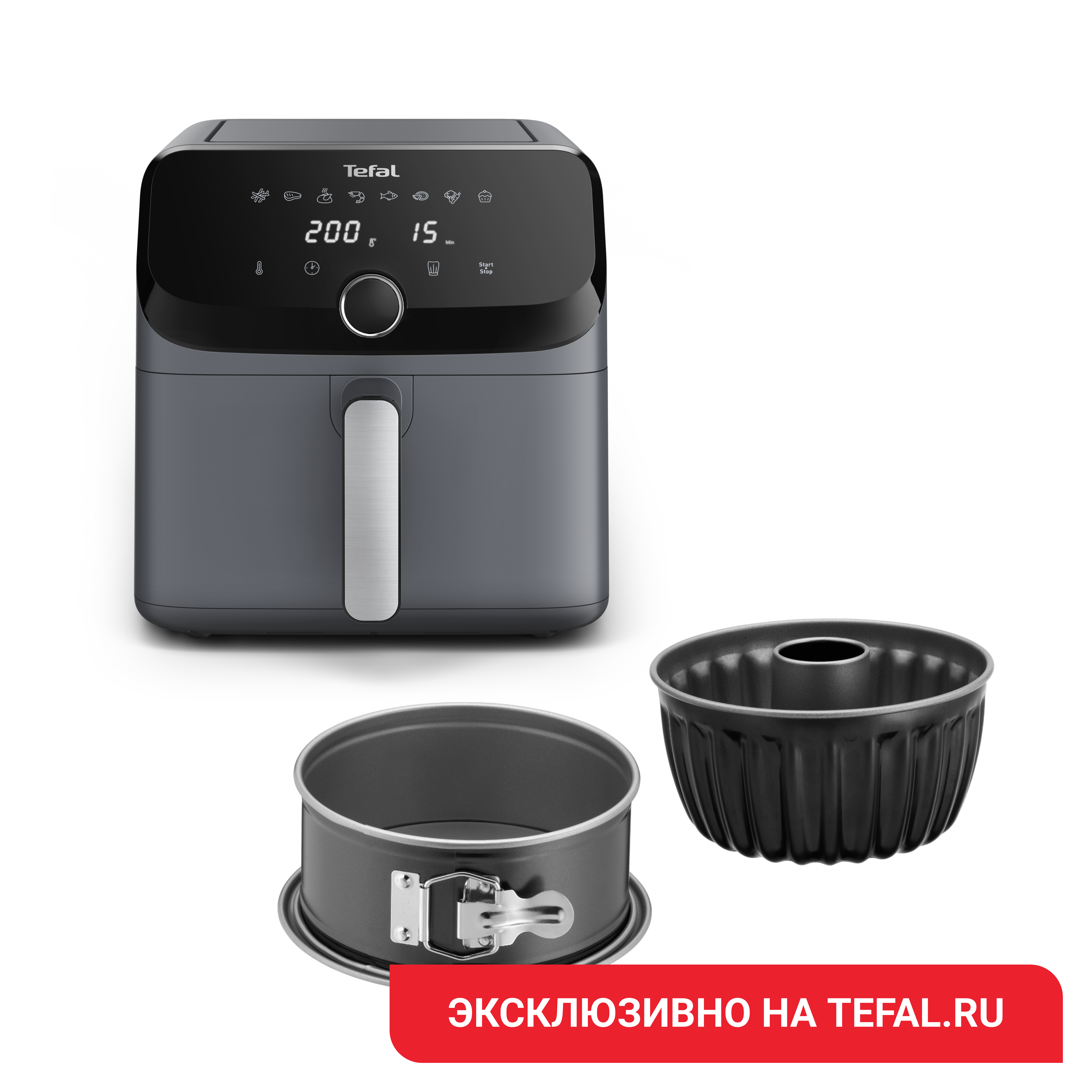 

Аэрогриль Easy Fry Mega EY855D10 + Формы для выпечки Tefal J176S204, Easy Fry Mega EY855D10 + Формы для выпечки Tefal J176S204