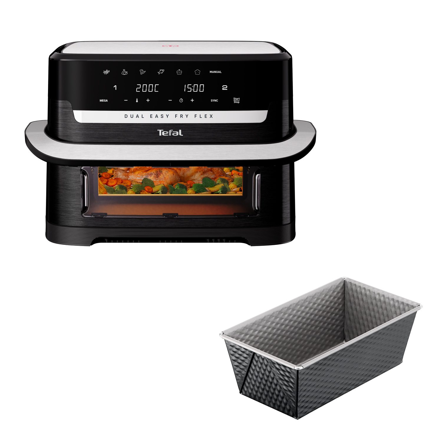 

Аэрогриль EY9228E0 + Форма для выпечки Tefal J1760325, EY9228E0 + Форма для выпечки Tefal J1760325