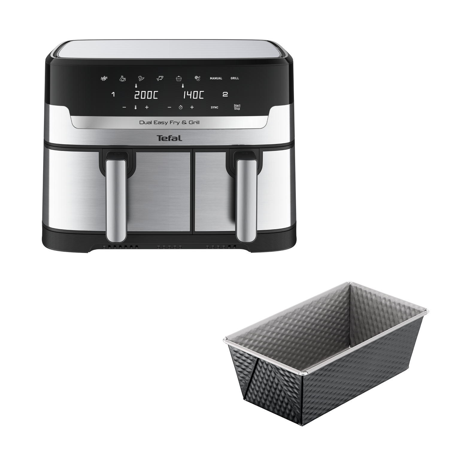 

Аэрогриль EY905D10 + Форма для выпечки Tefal J1760325, EY905D10 + Форма для выпечки Tefal J1760325