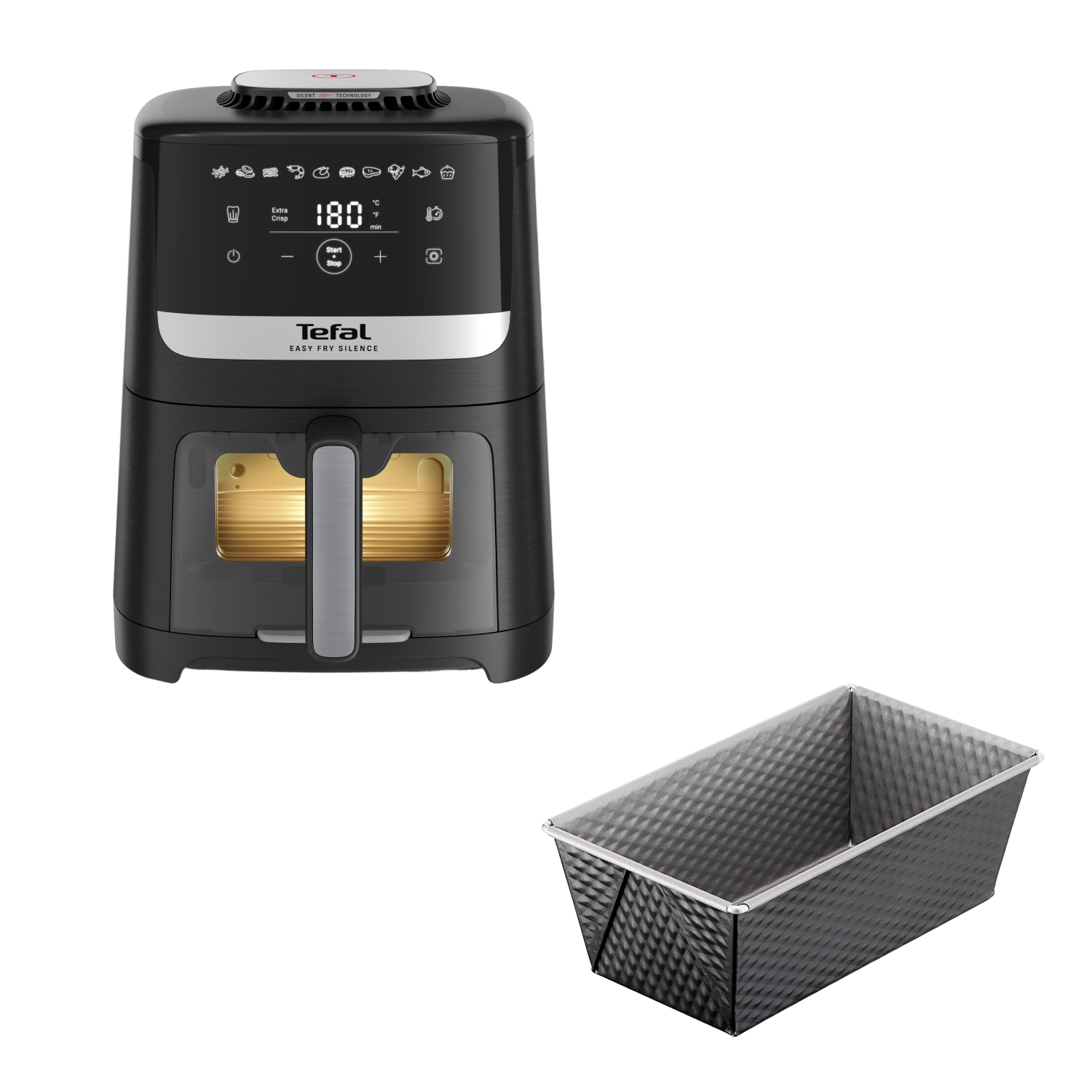 

Аэрогриль EY5568E0 + Форма для выпечки Tefal J1760325, EY5568E0 + Форма для выпечки Tefal J1760325