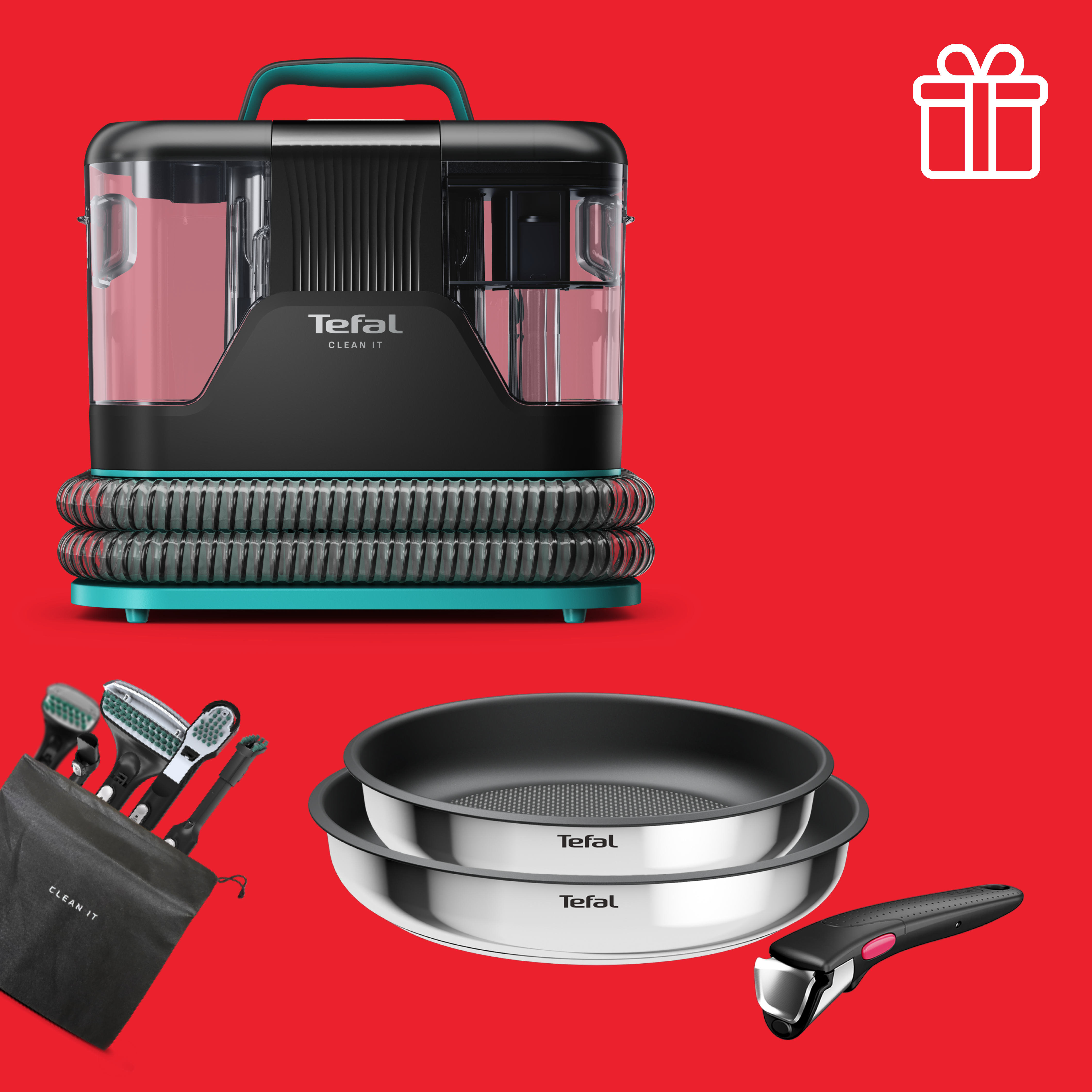 

Моющий пылесос IZ5020F0 + Набор посуды Tefal Ingenio L8813S75 в подарок, Черный/зеленый, IZ5020F0 + Набор посуды Tefal Ingenio L8813S75 в подарок