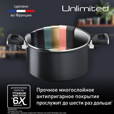 Кастрюля с крышкой Tefal Unlimited 5.2 л 24 см G2554672 фото 5